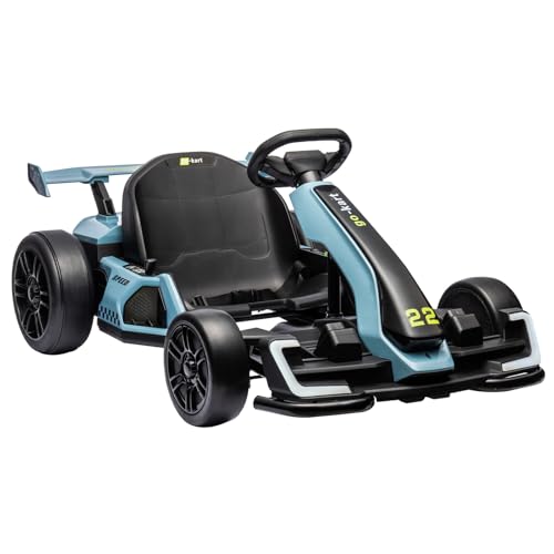 24V Kids Go Kart 300W Electric Drift Kart Car with Adjustable Seat, White X99654