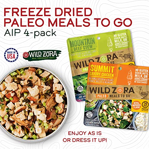 Wild Zora Paleo Freeze Dried Meals for Backpacking & Camping, Gluten Free, Variety 7-Pack C34212
