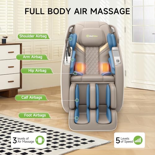 Real Relax 4D Massage Chair Full Body Zero Gravity Recliner PS5200 Brown G361