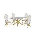Contemporary 5pc Dining Set, Glass Dining Table