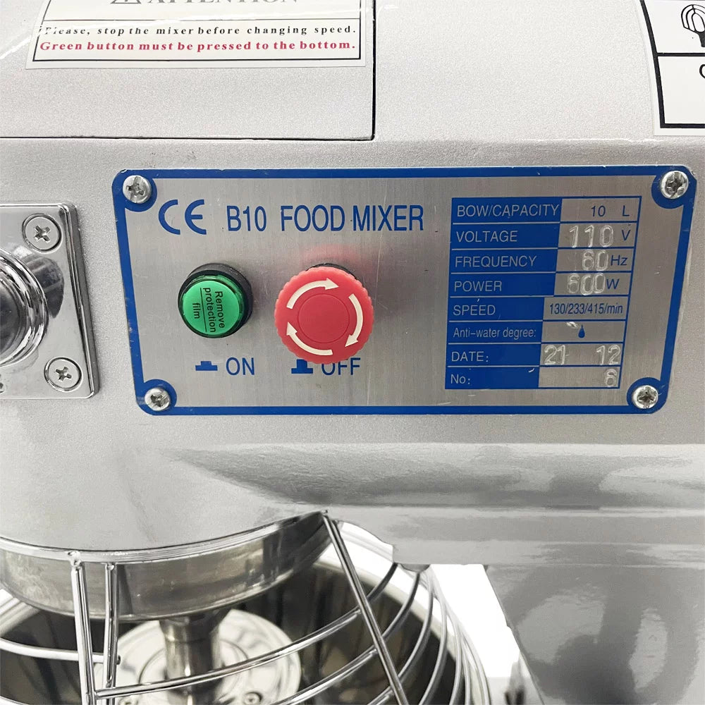 INTSUPERMAI Dough Kneading Machine Commercial Food Mixer 10L H275
