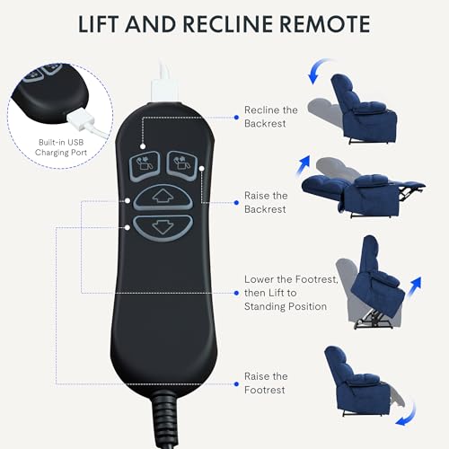 FLEXISPOT XL31 Power Lift Recliner Chair for Elderly, Electric Massage & Heat, PU Leather, Black C786106