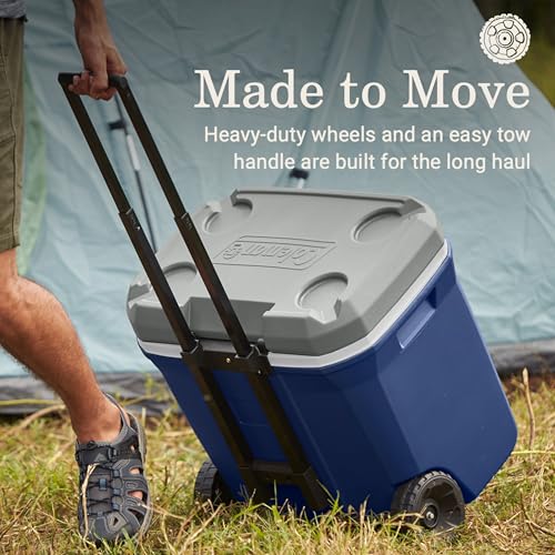Coleman Classic Series Insulated Rolling Cooler, 65-Quart, Leak-Resistant F832