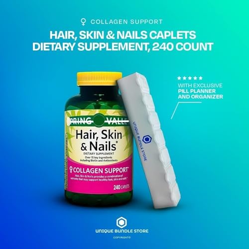 Hair Skin and Nails 240 Caplets with 7 Day Pill Organizer E19312