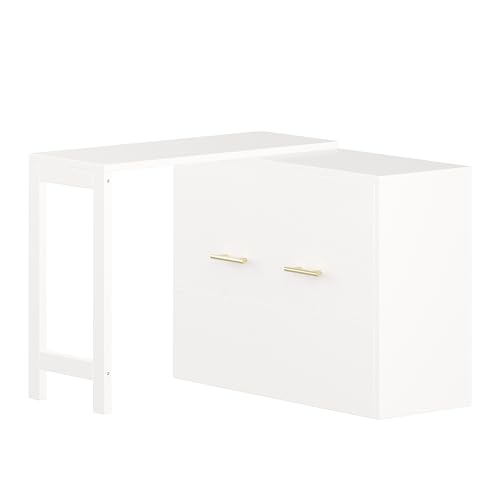Twin Murphy Bed with Mattresses and Adjustable Desk, White L560588