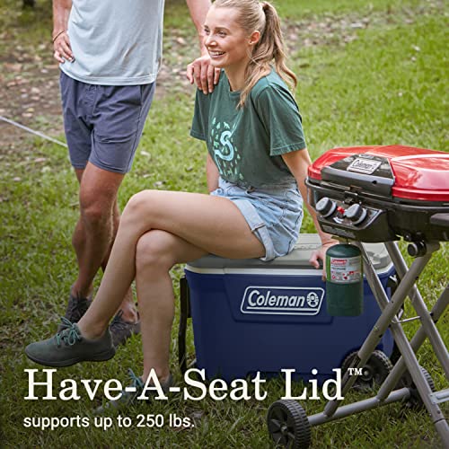 Coleman Classic Series Insulated Rolling Cooler, 65-Quart, Leak-Resistant F832