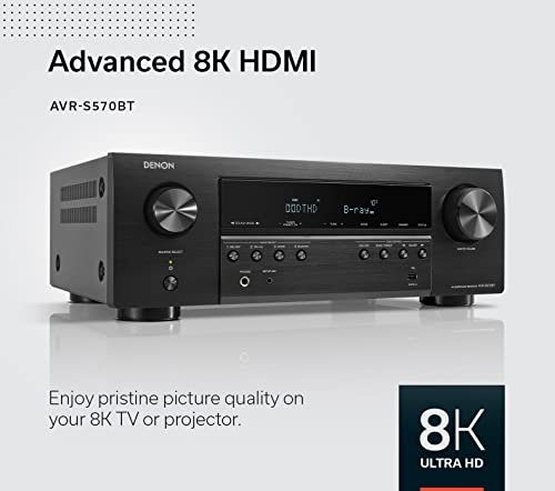 Denon AVR-S970H 8K Ultra HD 7.2 Channel AV Receiver, Black B496