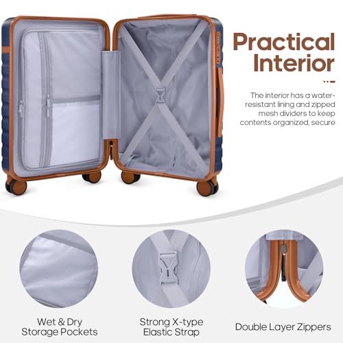 Luggage Sets 3 Piece, Carry On 20 Inch Hardside Suitcase with Spinner Wheels and TSA Lock J67858