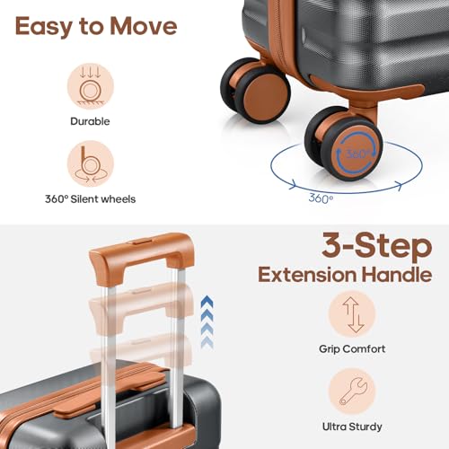Luggage Sets 3 Piece, Carry On 20 Inch Hardside Suitcase with Spinner Wheels and TSA Lock J67858
