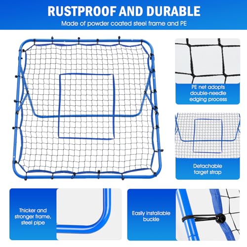 Volleyball Rebounder Net, Adjustable Pitchback Trainer for Backyard F7857