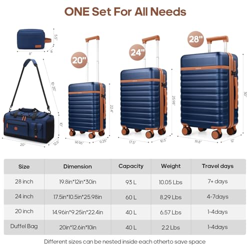 Luggage Sets 3 Piece, Carry On 20 Inch Hardside Suitcase with Spinner Wheels and TSA Lock J67858