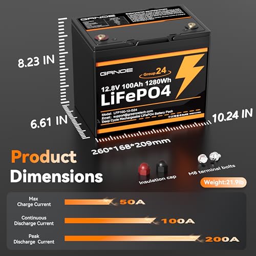 2-Pack 12V 100Ah LiFePO4 Automotive Batteries with 100A BMS, Group 24 S3875