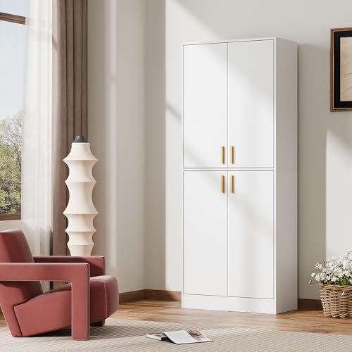 Cozy Castle 71" Tall Kitchen Pantry Cabinet with Doors and Shelves, Gray R70739