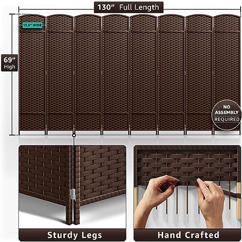 Sorbus 8-Panel Black Room Divider, 6 ft Tall Folding Privacy Screen T242