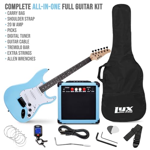 LyxPro Electric Guitar 39" Beginner Starter Kit with 20W Amp, Black B69338