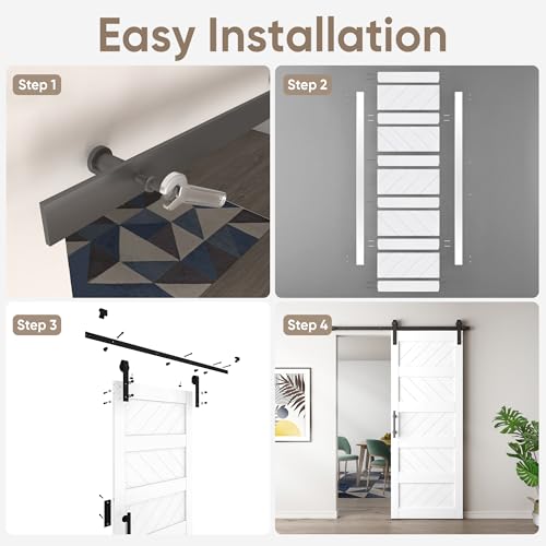 JUBEST 36" x 84" Sliding Barn Door Kit with Hardware, Black R91690