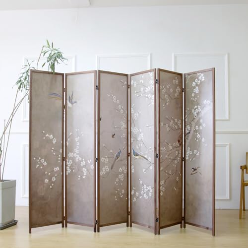 6 Panel Room Divider Screen, Double Faced, Mountain Landscape, 67" H x 94.5" W B114