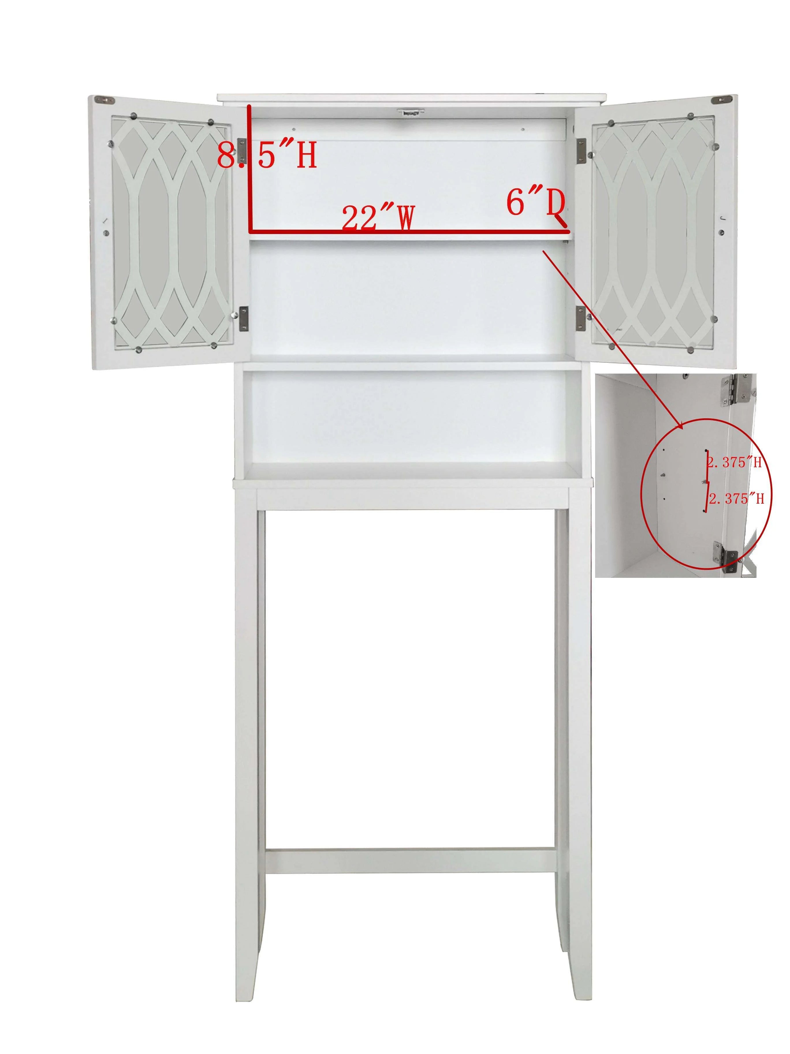 Kings Brand Furniture Over the Toilet Bathroom Storage Cabinet, White W5842