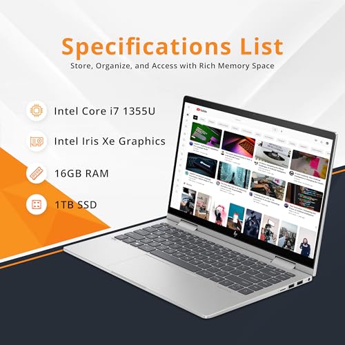 HP Envy 2-in-1 14" Touch-Screen Laptop, Intel Core i5, 8GB RAM, 512GB SSD, Win11 D358