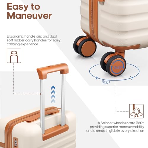 Luggage Sets 3 Piece, Carry On 20 Inch Hardside Suitcase with Spinner Wheels and TSA Lock J67858