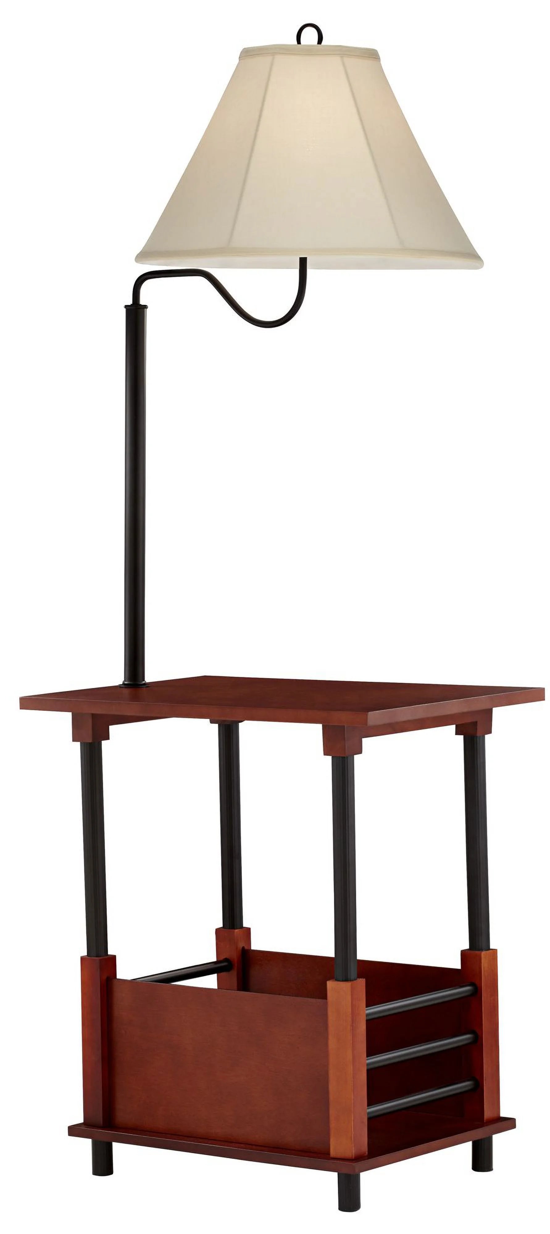 Regency Hill Marville Mission Rustic Farmhouse Floor Lamp with End Table, 55" Tall N1715