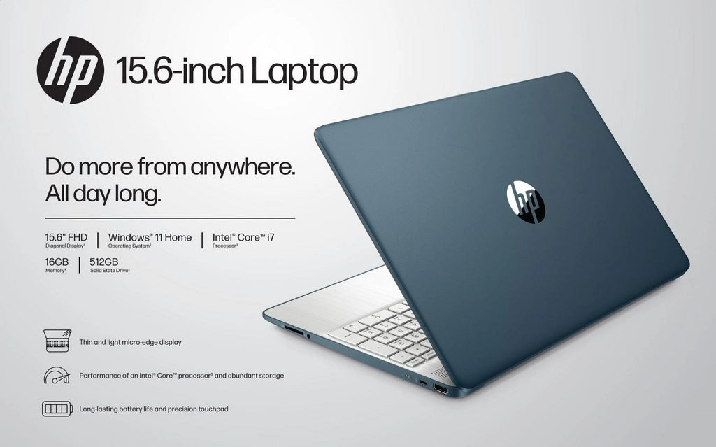 HP 15.6" FHD Laptop, Intel Core i7, 16GB RAM, 512GB SSD, Windows 11 U927