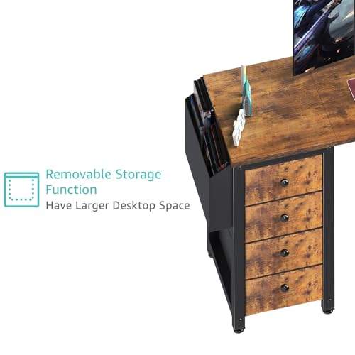 Lufeiya L Shaped Gaming Desk with Drawers & Power Outlet, Black A39519