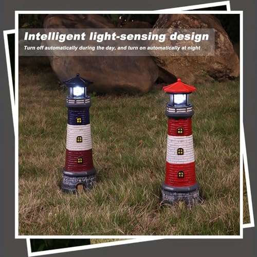 Solar Lighthouse Statue for Garden Yard Patio Decor B65450