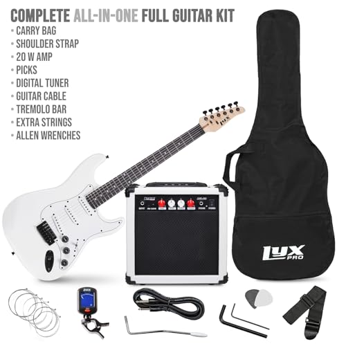 LyxPro Electric Guitar 39" Beginner Starter Kit with 20W Amp, Black B69338