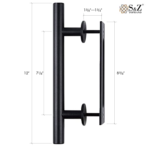 S&Z TOPHAND® 20 in x 84 in Elephant Gray British Brace Knotty Barn Door with 4FT Sliding Hardware Kit G149446