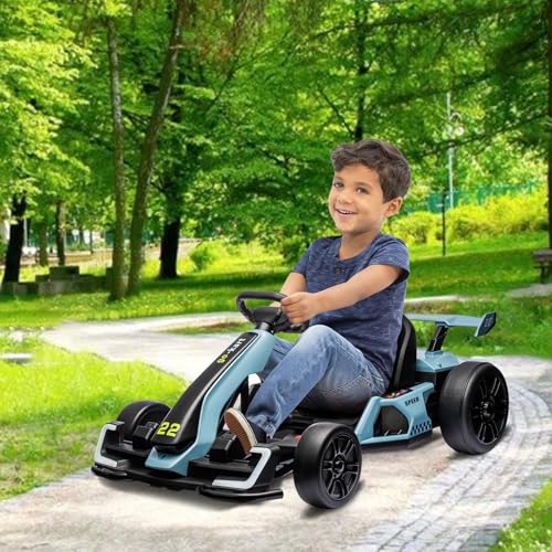 24V Kids Go Kart 300W Electric Drift Kart Car with Adjustable Seat, White X99654