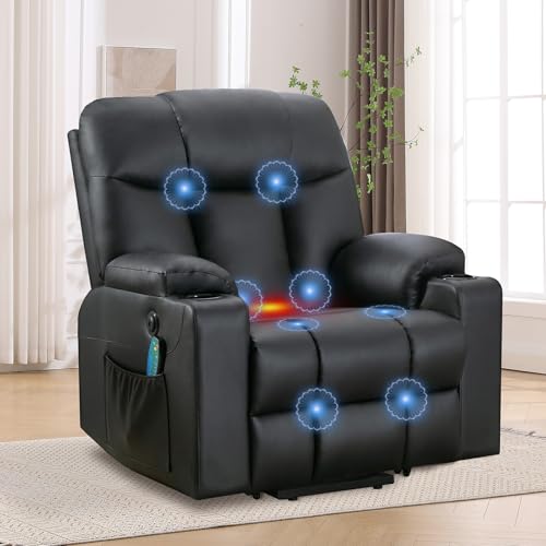 ANJ Large Power Lift Recliner Chair with Massage and Heat for Elderly, Camel Z8802