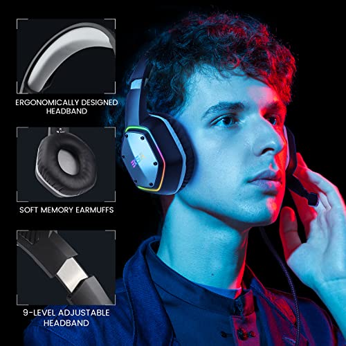 EKSA E1000 Gaming Headset with Noise Canceling Mic, 7.1 Surround Sound, Blue A702814