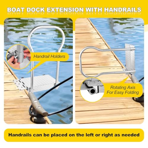 Folding Boat Boarding Platform with Handrail 500LBs Non-Slip Steel Z8149