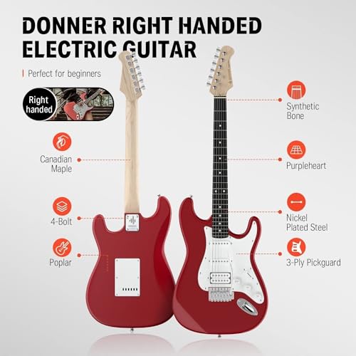 Donner DST-100B 39 Inch Electric Guitar Beginner Kit with Amplifier and Accessories W342