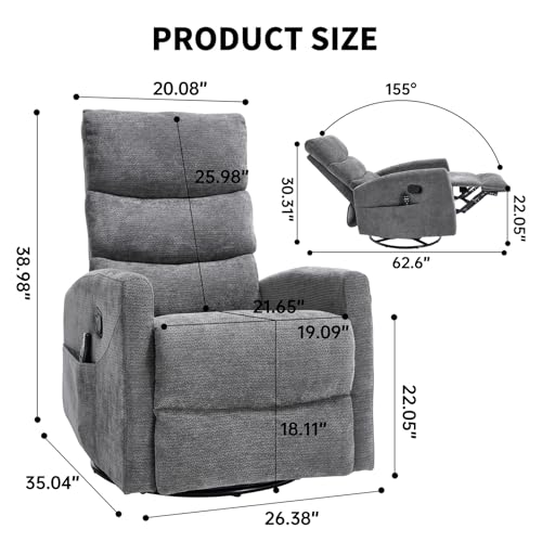 Massage Chair Recliner with Heat, Swivel Rocking, High Back Fabric Black V2333
