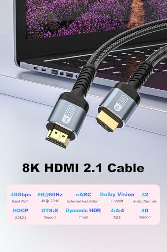 Fiber Optic HDMI Cable 50ft, 8K HDMI 2.1, 48Gbps Y627149