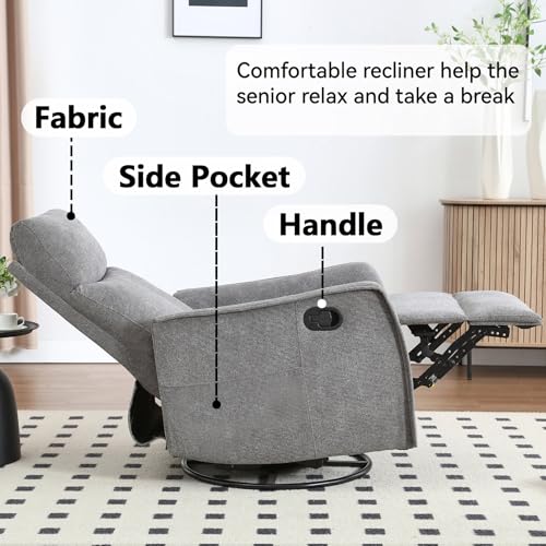 Massage Chair Recliner with Heat, Swivel Rocking, High Back Fabric Black V2333