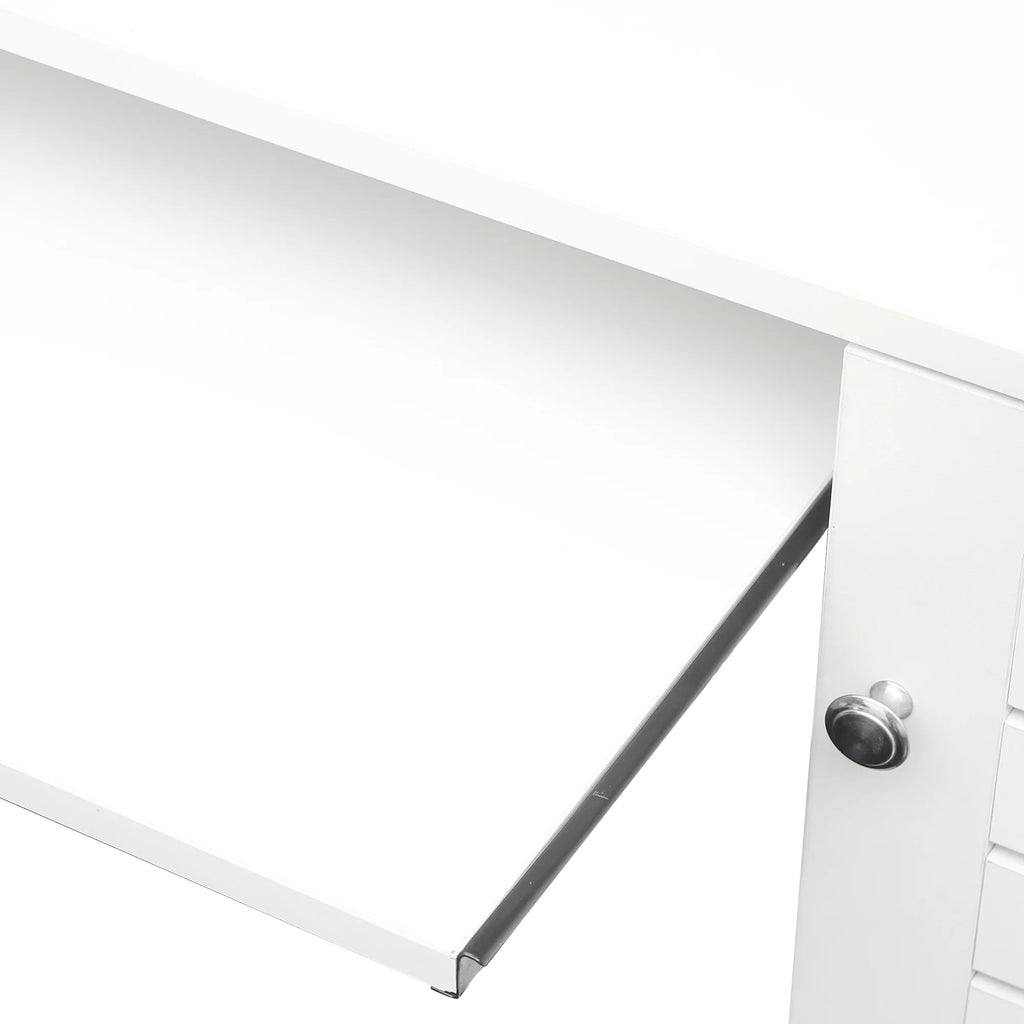 Holaki Computer Desk with Hutch, Antiqued White Finish D126