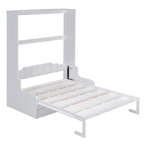 Merax Queen Murphy Bed Wall Bed with Sofa and Cushion, White V57291
