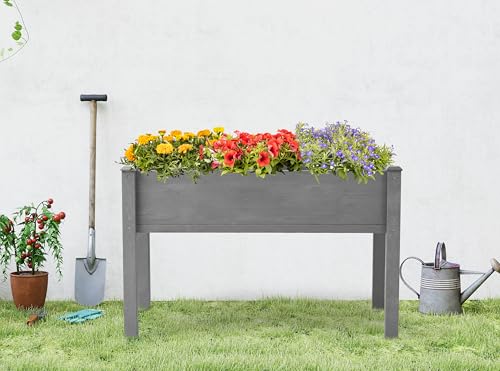 Raised Garden Bed with Legs 40x20x31 Outdoor Wood Planter Box N314255