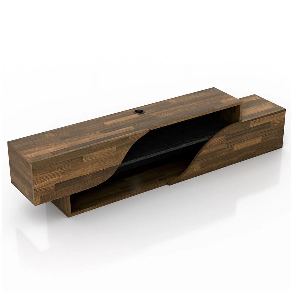 Furniture of America Hart Wood 2-Shelf Floating TV Console Brown Hickory K675