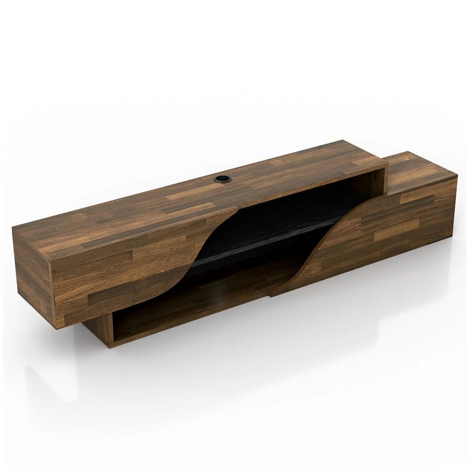 Furniture of America Hart Wood 2-Shelf Floating TV Console Brown Hickory K675