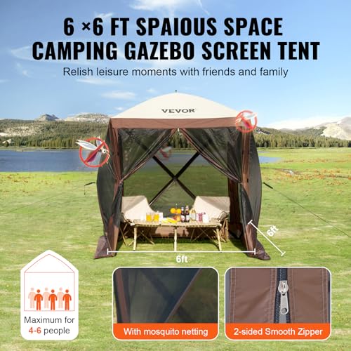 VEVOR Pop Up Gazebo Screen Tent 10x10ft with Mosquito Netting B21209
