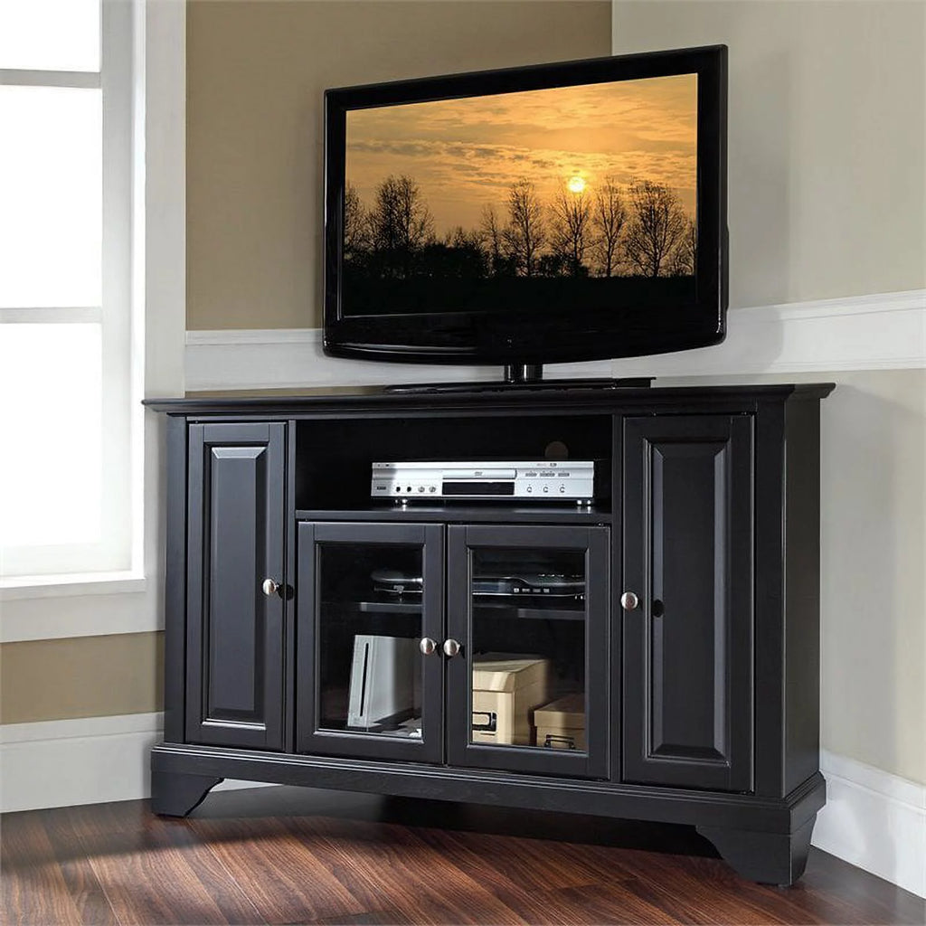 Pemberly Row 48" Corner TV Stand Black Q4193