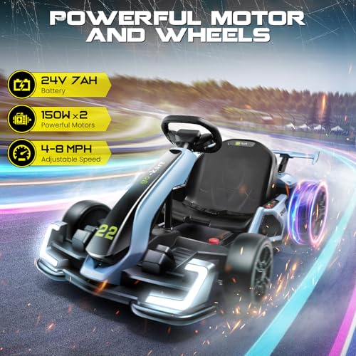 Hikole Electric Drift Kart for Kids, 24V, 3 Speed, Red O7440