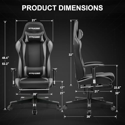 GTRACING Gaming Chair with Footrest, Blue R841