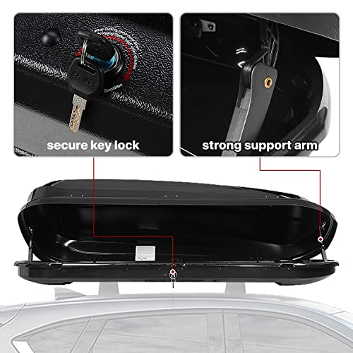 DNA MOTORING Rooftop Cargo Box Lockable Car Top Storage Case 110 Lbs Textured Black P1853