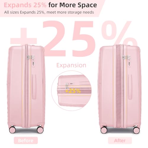 LARVENDER Luggage Sets 3 Piece, 20in Carry On PP Hardshell Suitcase with Spinner Wheels Q3160