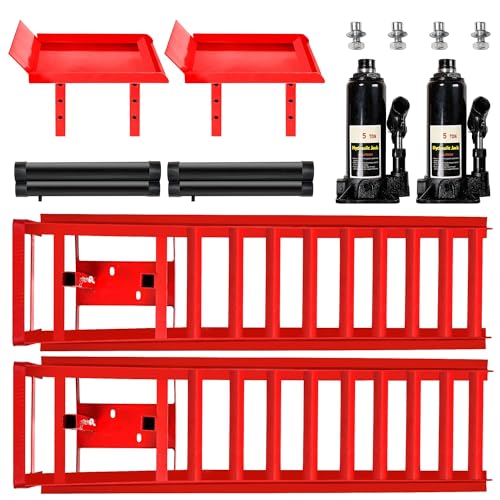 2PCS 5T Hydraulic Car Ramps, Heavy Duty Portable Vehicle Lift for Garage L579958
